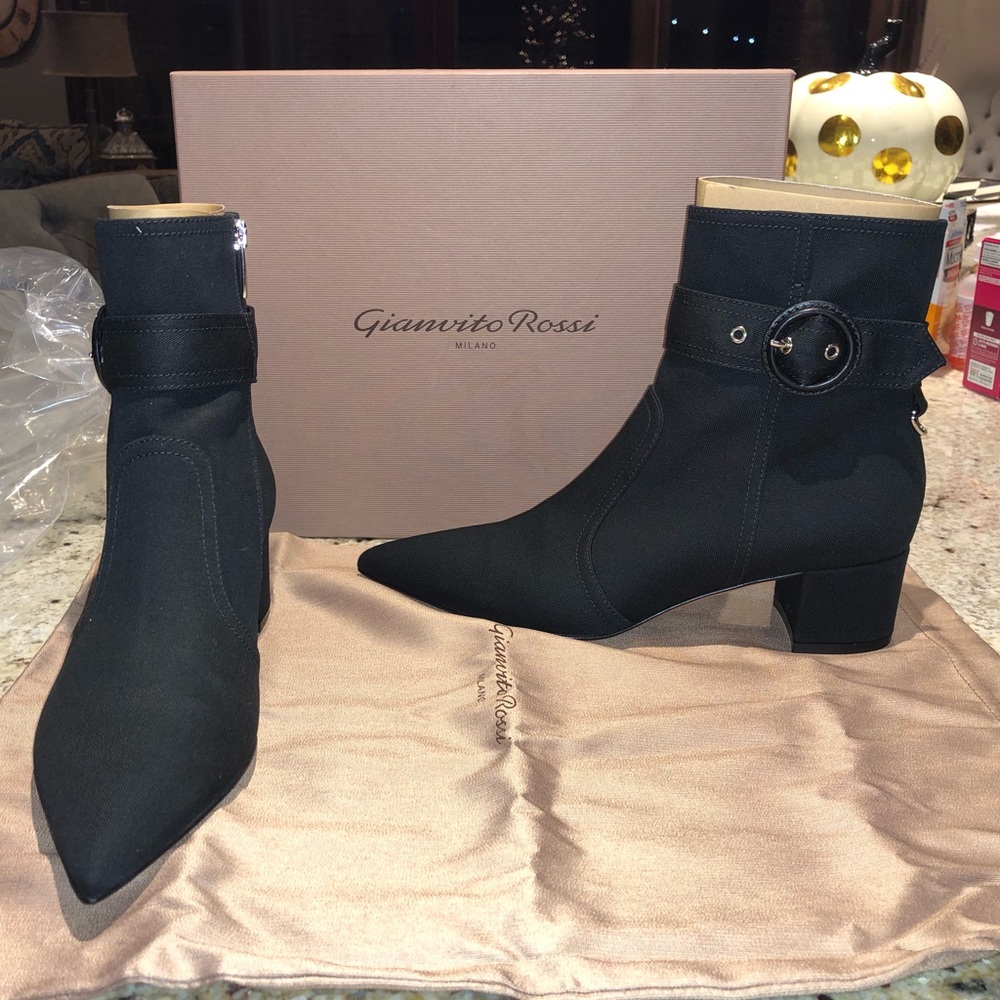 Gianvito Rossi Canvas Pointed-Toe Ankle Boot